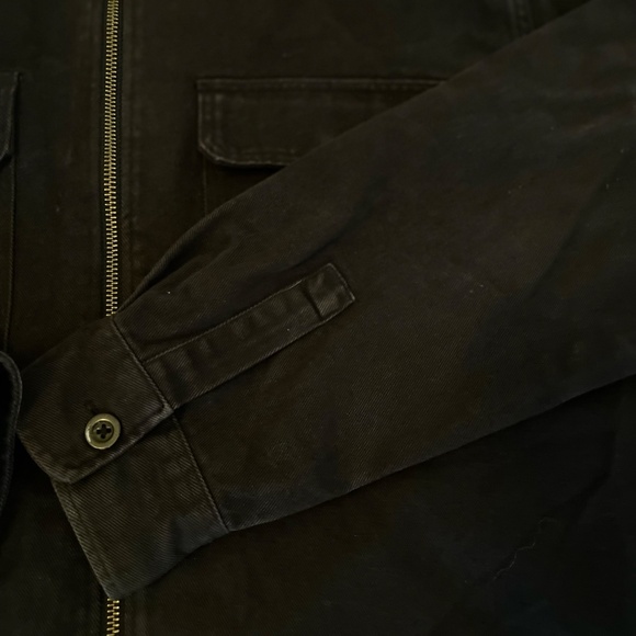 H&M Men’s Washed Black Work Jacket – Relaxed Fit Cargo Trucker, 100% Cotton - Picture 3 of 9